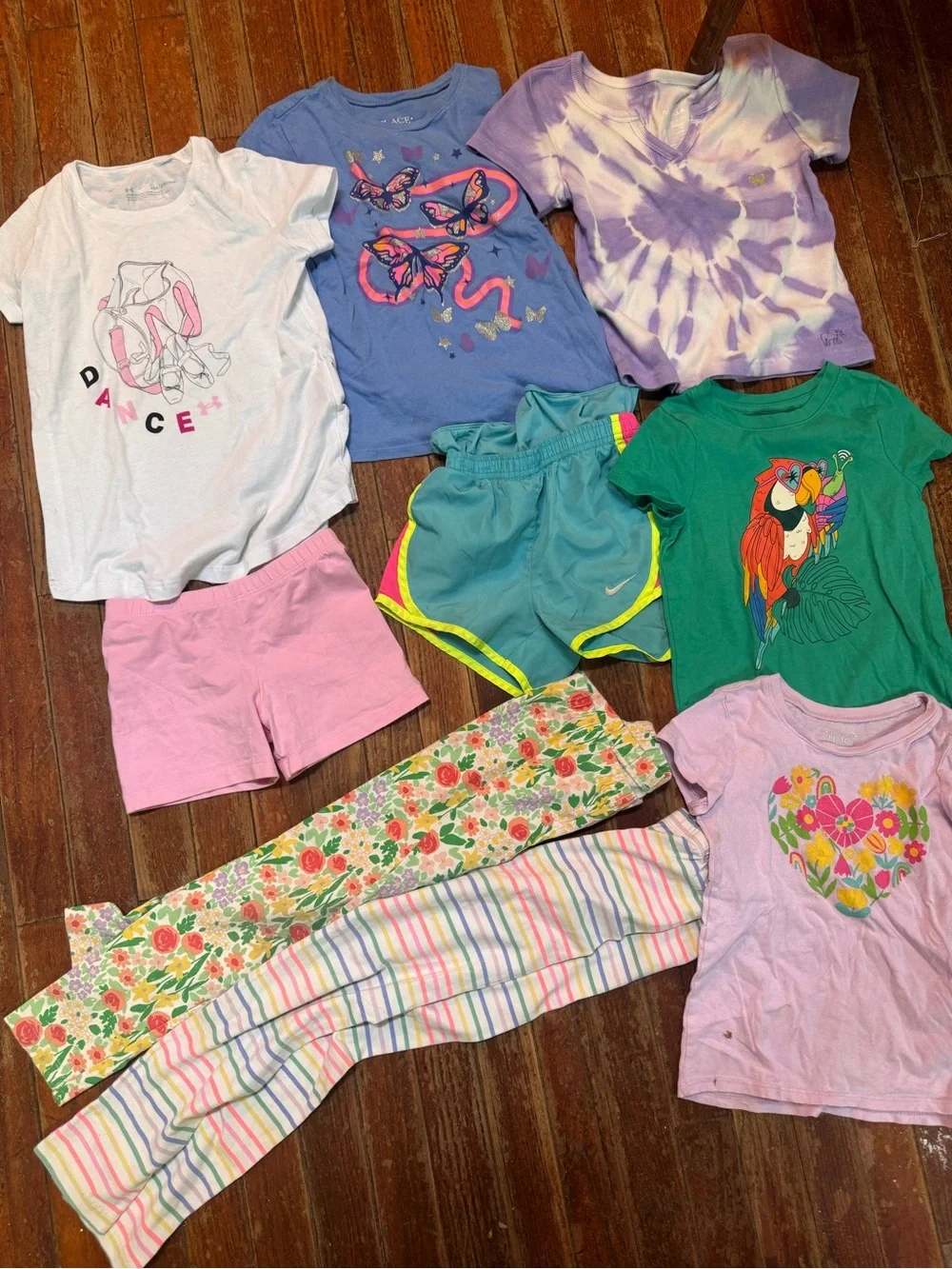 Girls Colorful Mix Tee & Set - Purple, Pink, Blue, Green, White size 5, 6